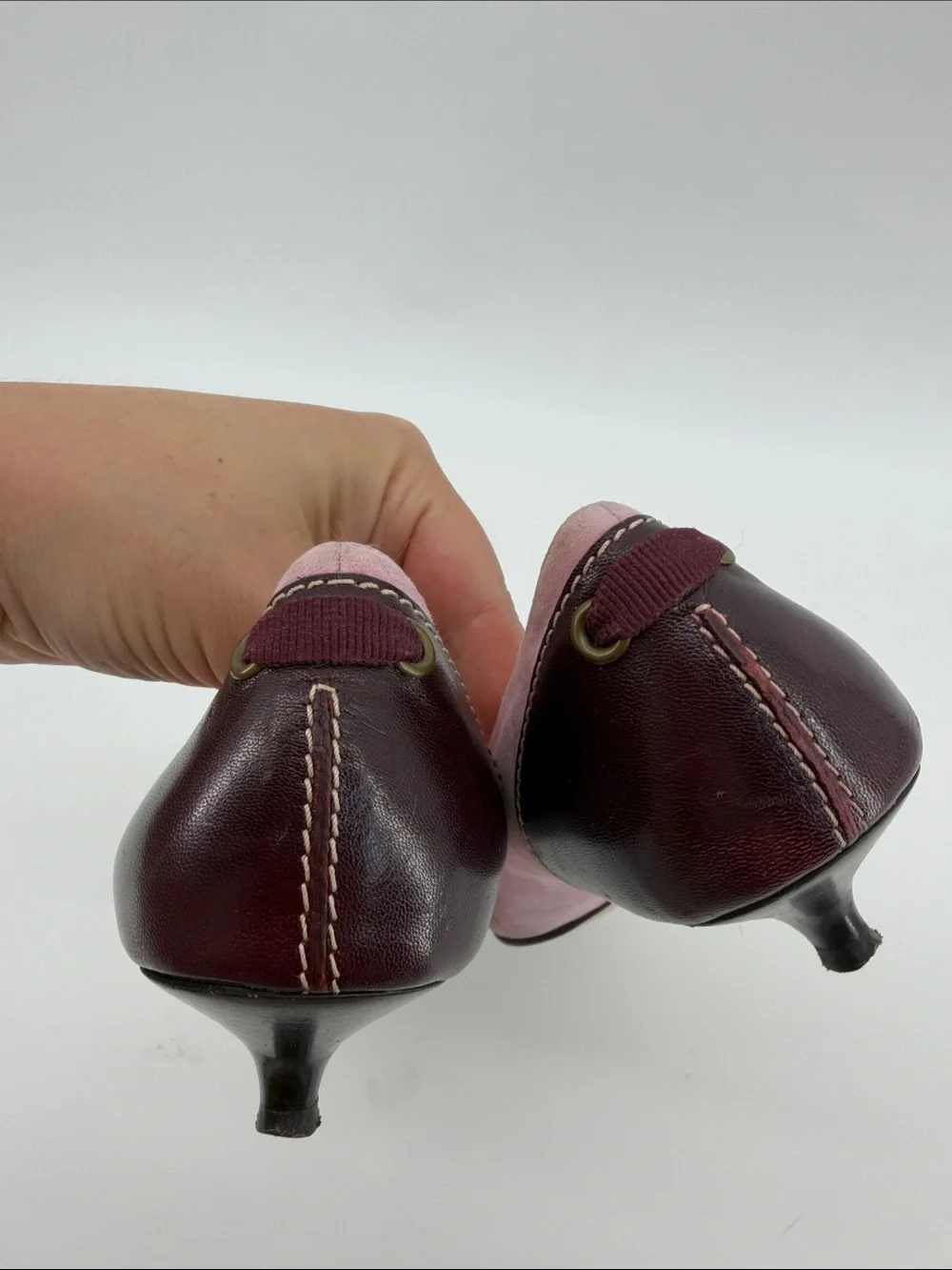 Vintage Y2K Coach Tulla Kitten Heels in Pink and Maroon 7.5B S38
